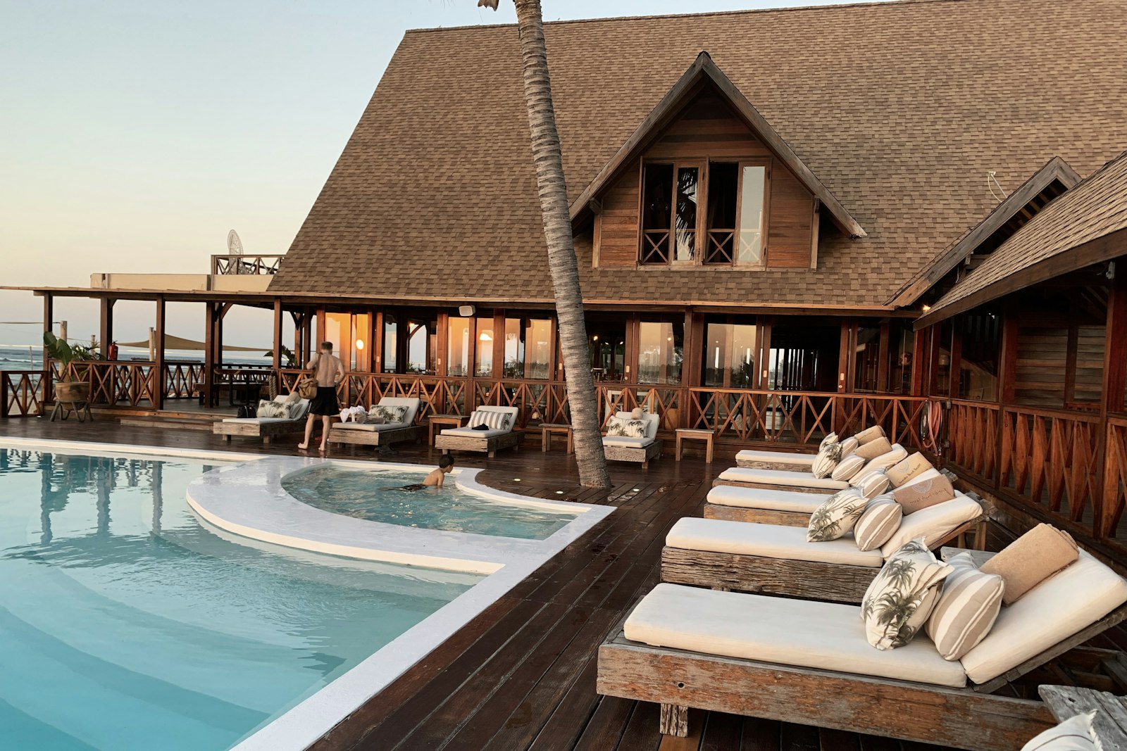 Resort architecture beside water
